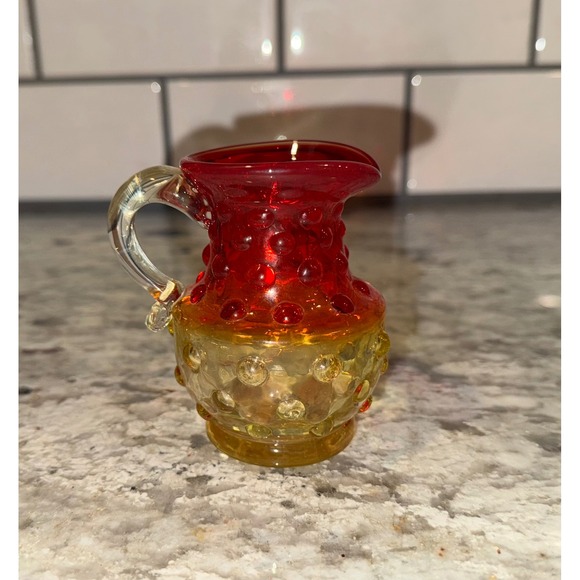 Kanawha Vintage Amberina hobnail 3.5" glass pitcher - Picture 2 of 10